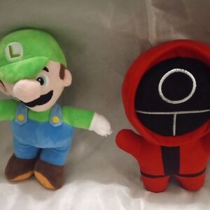 Nintendo Luigi & Squid Game Worker Green and Blue Plush Toy Set
